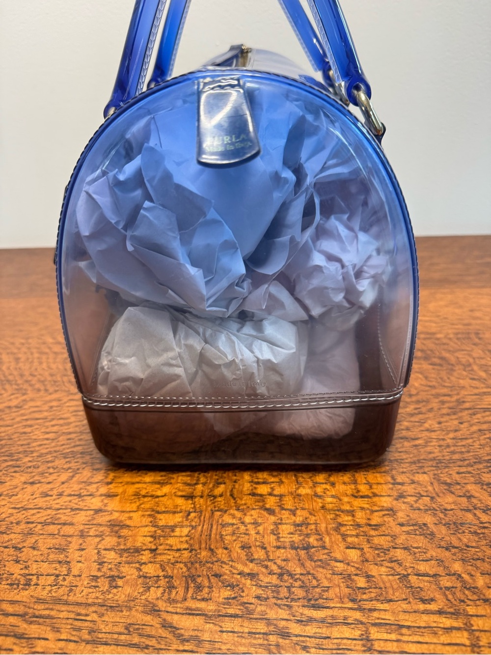 Furla Candy Bag Satchel Ombré Blue Translucent Jelly Boston Bag - Picture 11 of 14